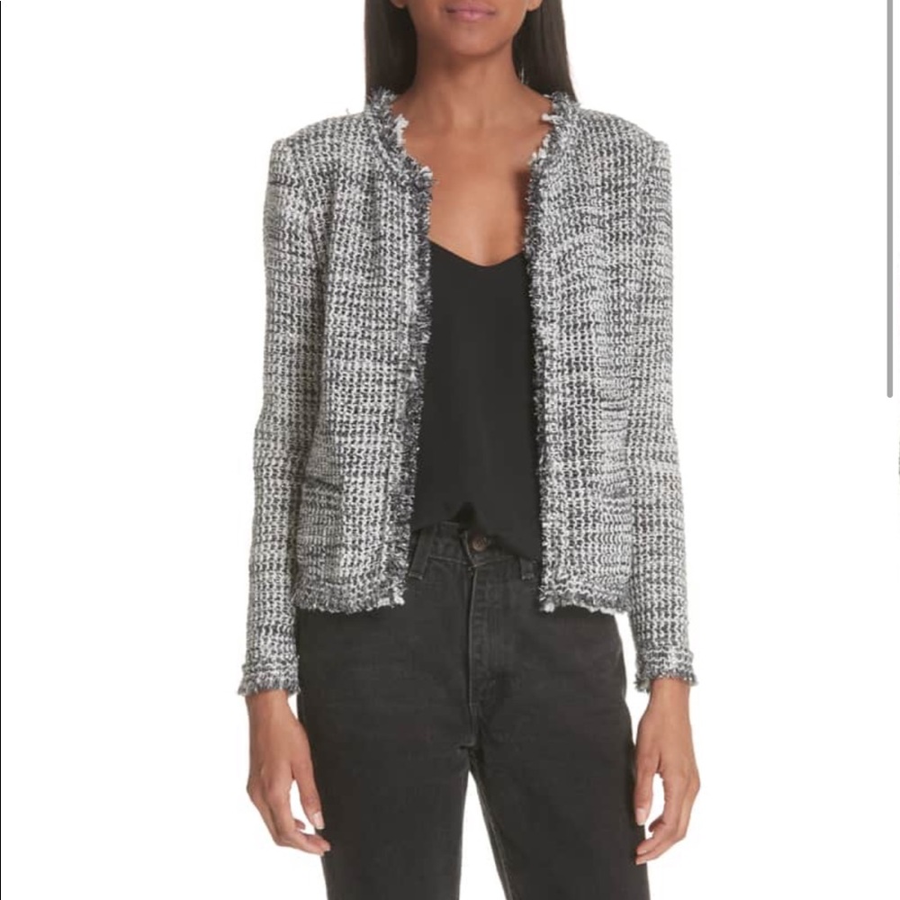 IRO Black & White Tweed Fringe Jacket